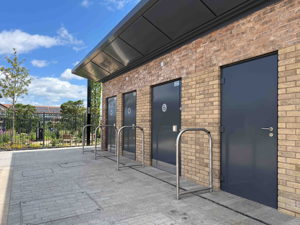 Public toilet block with G15 steel door to service area and UL15 Ultimate Lite doors